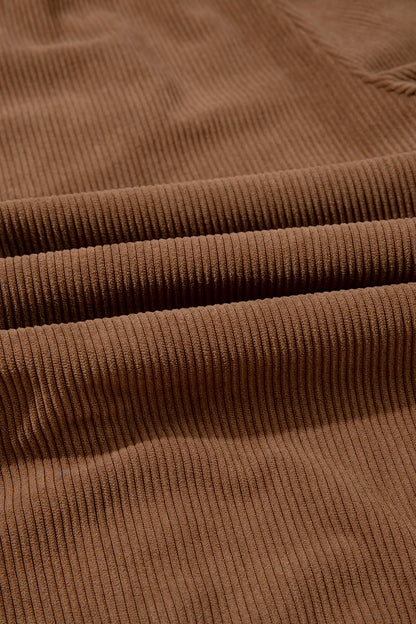 Solid Corduroy Drawstring Elastic Waist Cargo Pants