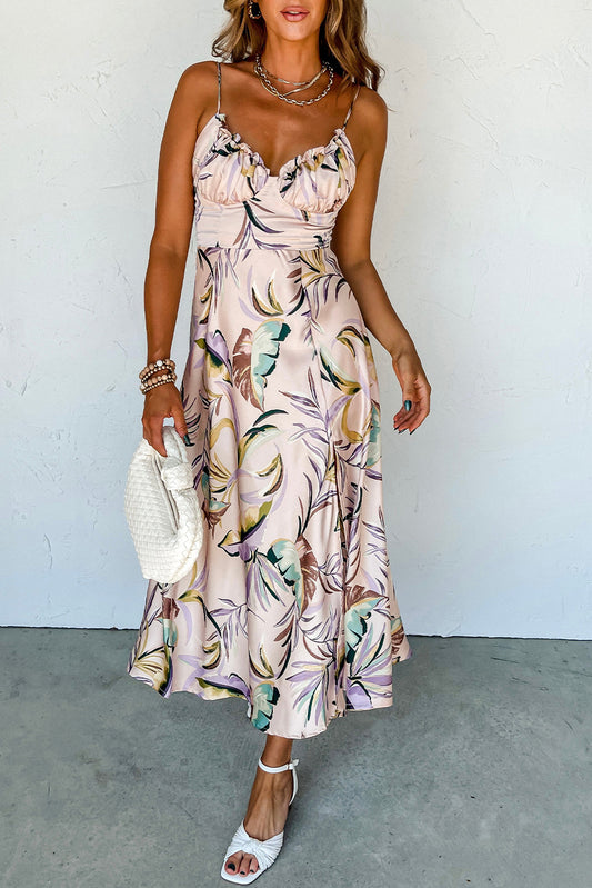 Floral Spaghetti Strap Dress w/Slit