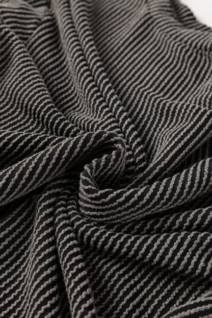 Corded Knit Long Sleeve Top and Shorts Set