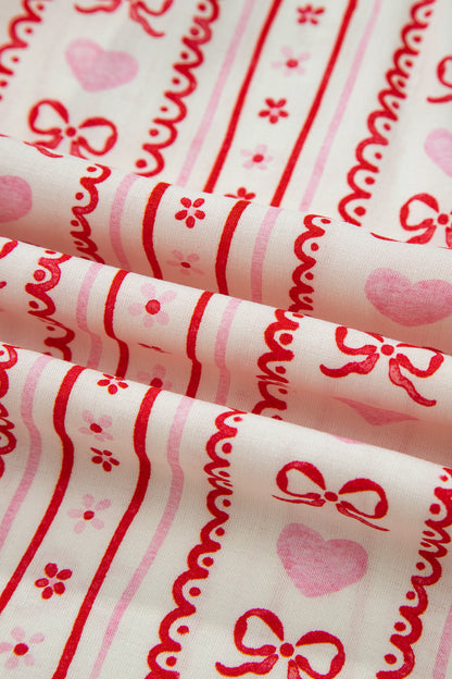 Valentine Heart Bow Shirt and Shorts Pajama Set