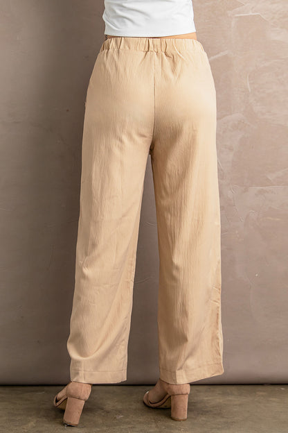 Drawstring Waist Wide Leg Pants