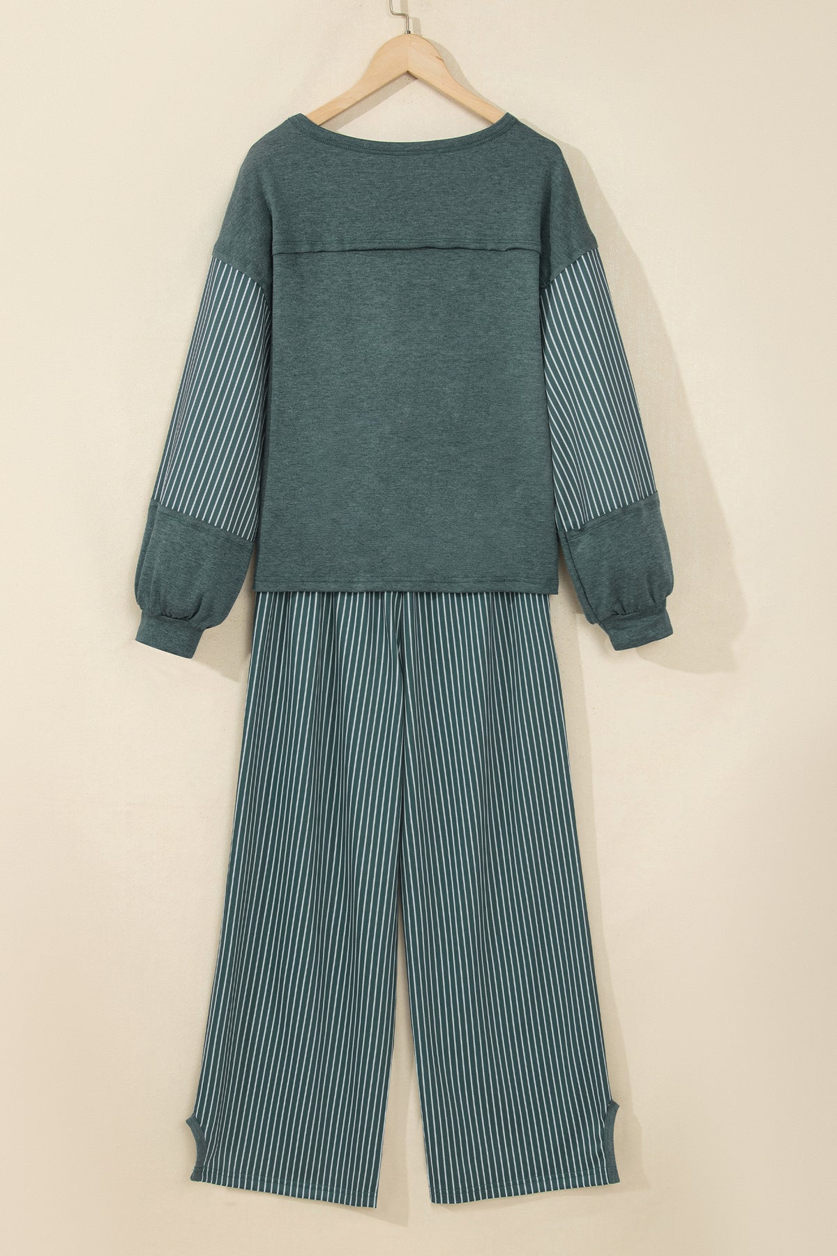 Stripe Patchwork Raw Seam Top & Pants Set
