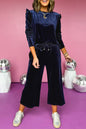 Velvet Ruffle Top and Pants Set