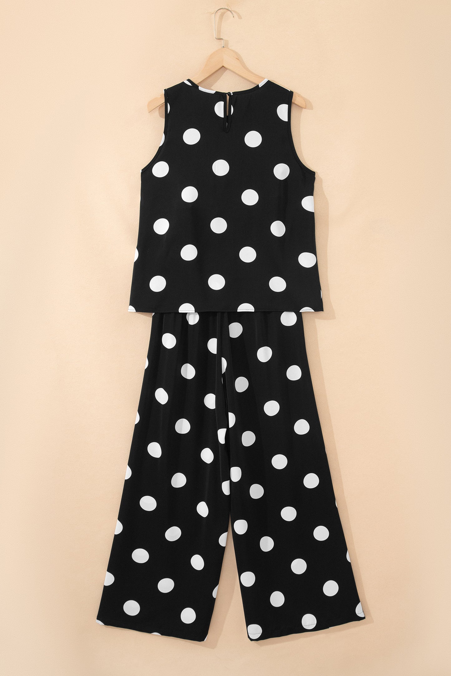 Polka Dot Pleated Tank & Wide Leg Pant Set