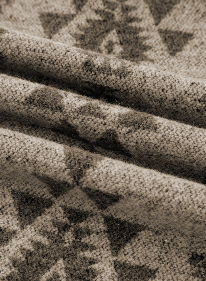 Western Aztec Colorblock Patchwork Drawstring Hooded Shacket