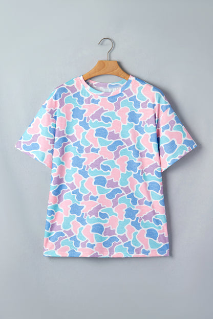 Camo Drop Shoulder Short Sleeve Tunic Tee