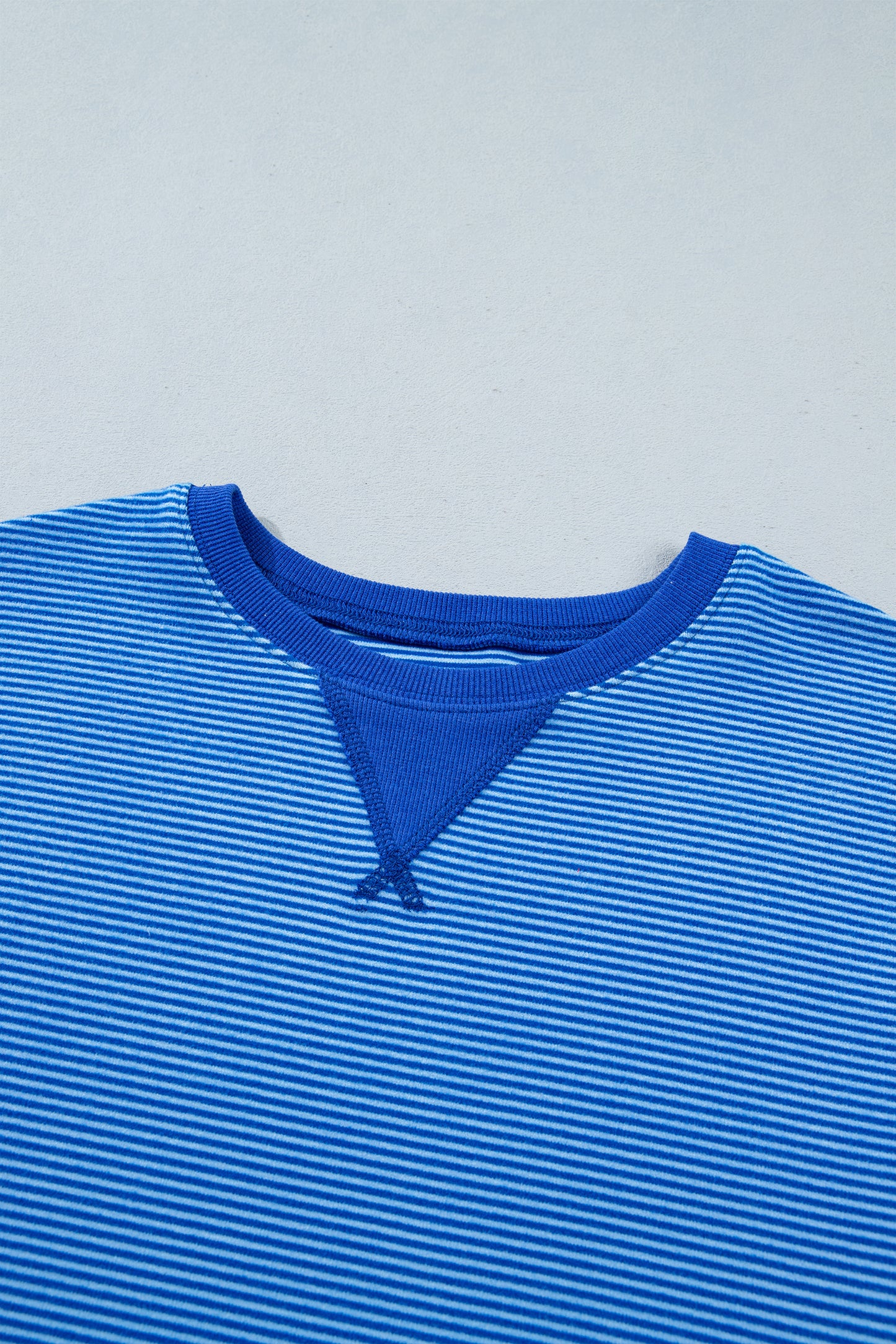 Stripe Ribbed Trim Long Sleeve Pullover Top