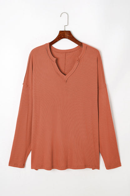 Plus Size V-Neck Long Sleeve Top