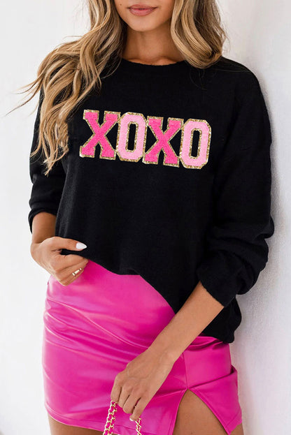 XOXO Heart Round Neck Sweater