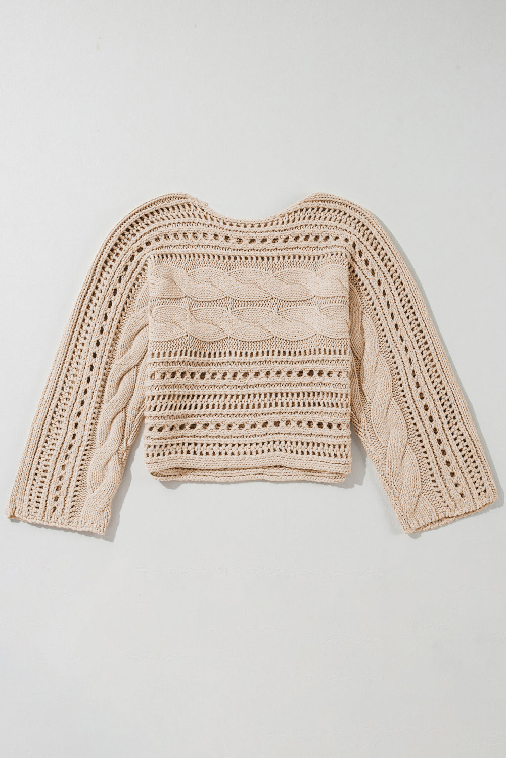 Hollowed Cable Knit Crop Sweater