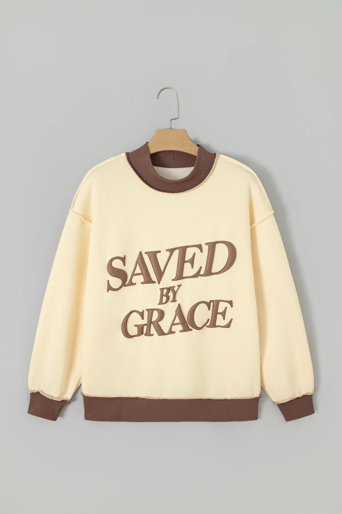 Saved By Grace Colorblock Mock Neck Oversized Sweatshirt