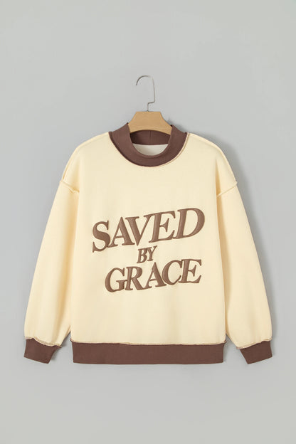 Saved By Grace Colorblock Mock Neck Oversized Sweatshirt