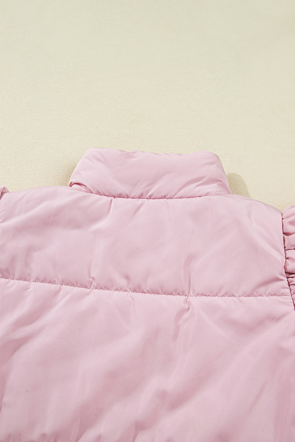 Solid Flutter Sleeve Snap Button Puffer Vest