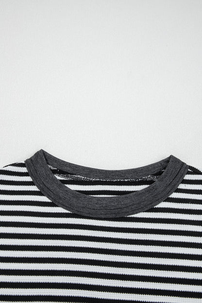 Stripe Thermal Knit Drop Shoulder Top