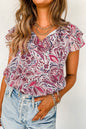 Floral Ruffle V-Neck Blouse