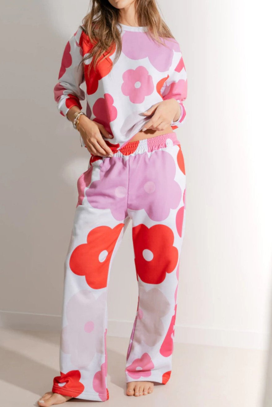 Floral Top and Sweatpants Lounge Set