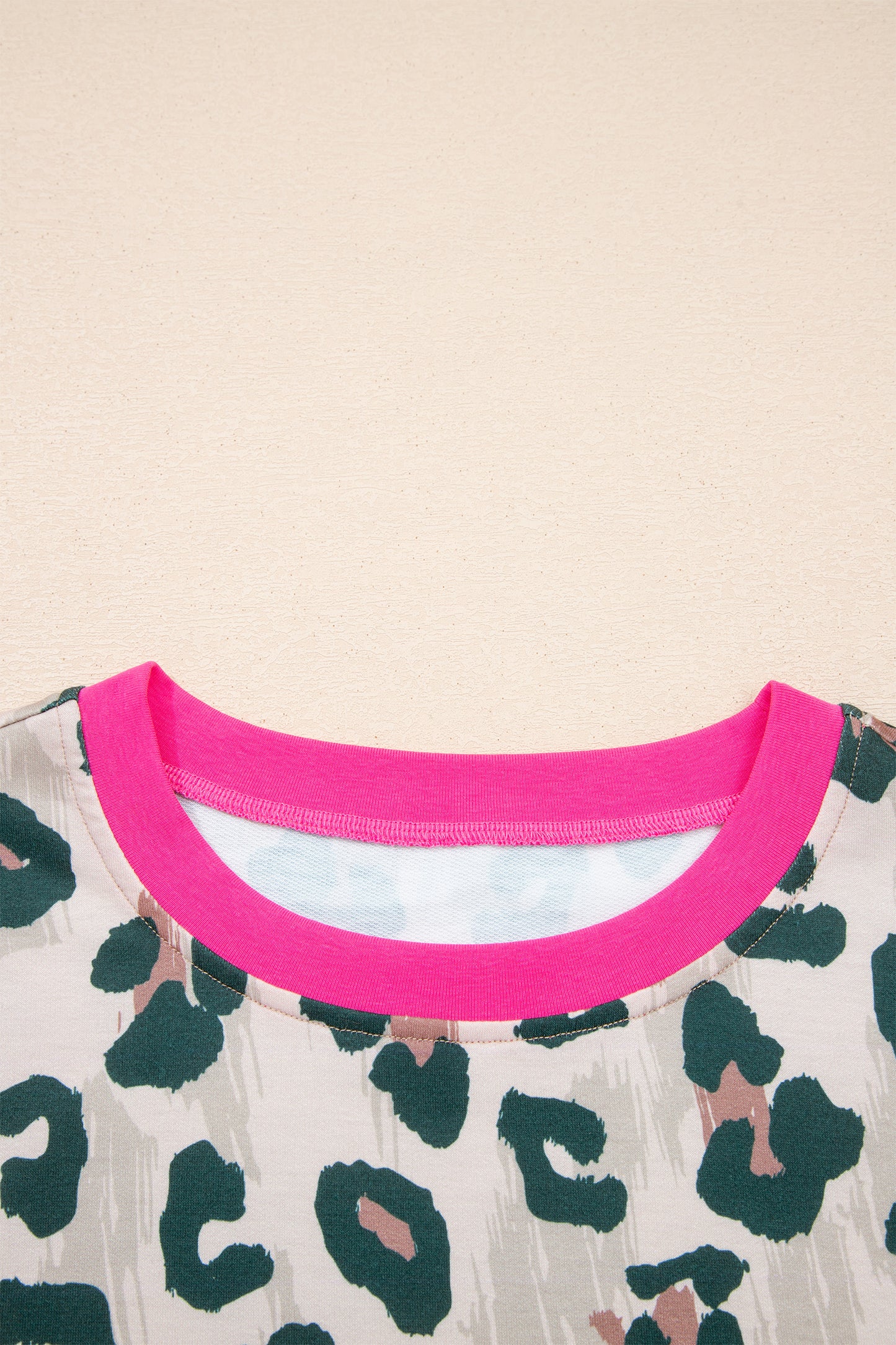 Leopard Contrast Trim Top & High Waist Shorts Set