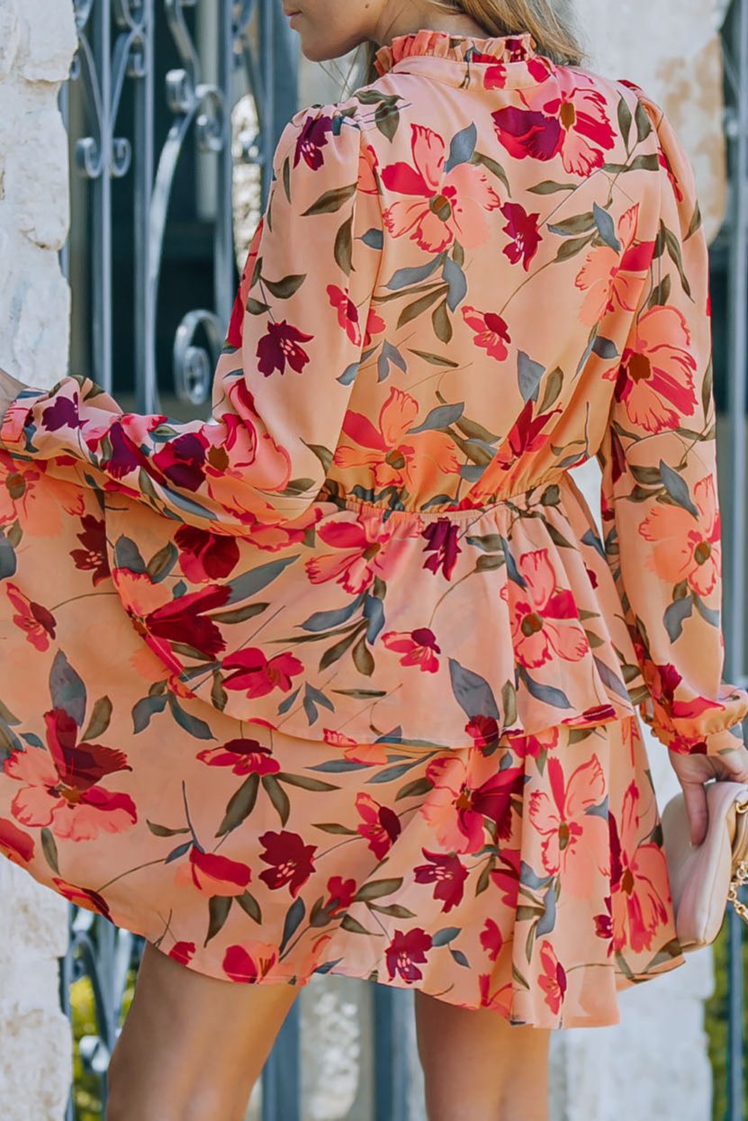 Floral Frilled Long Sleeve Dress