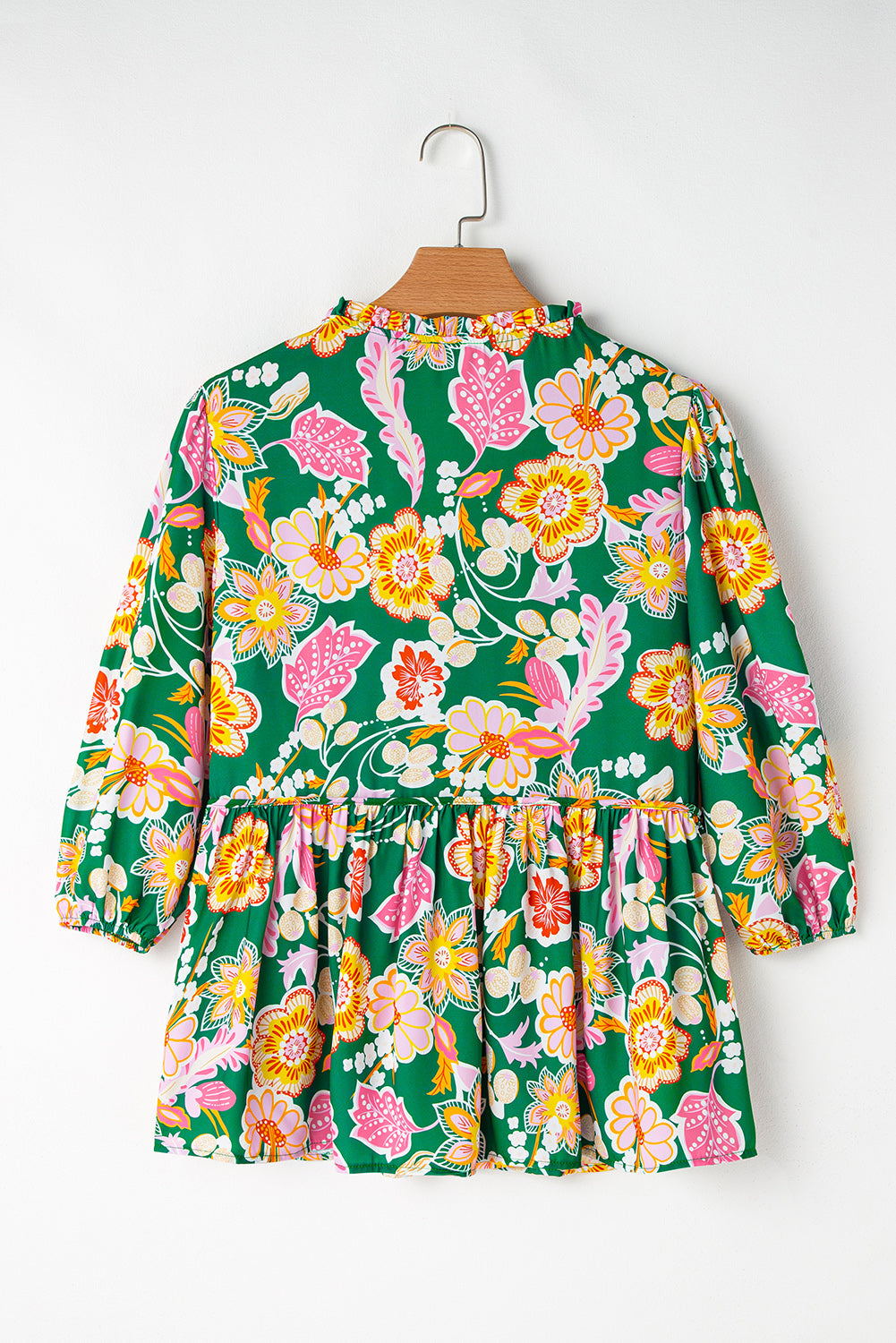 Floral Tied V-Neck 3/4 Sleeve Blouse