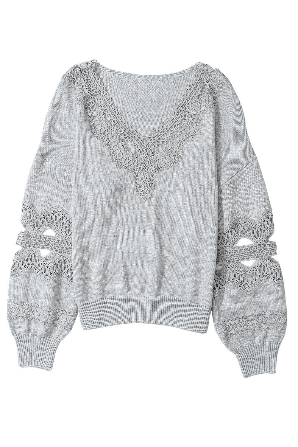 Hollowed Lace V-Neck Sweater