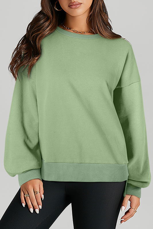 Solid Fleece Lined Sweatshirt