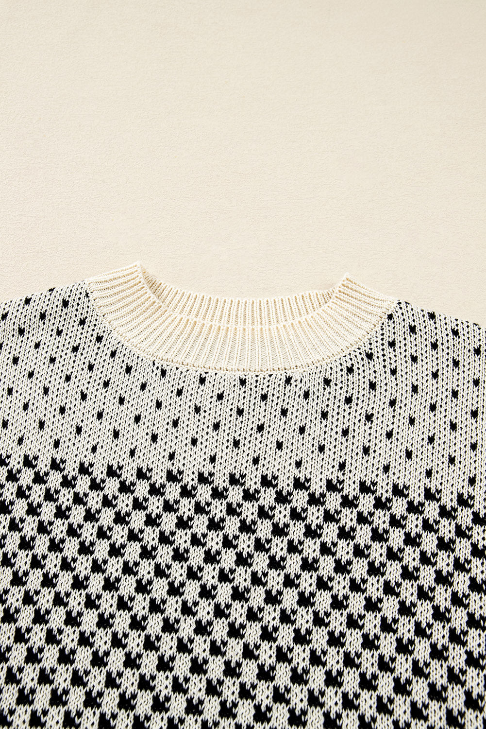 Dotted Colorblock Lantern Sleeve Sweater