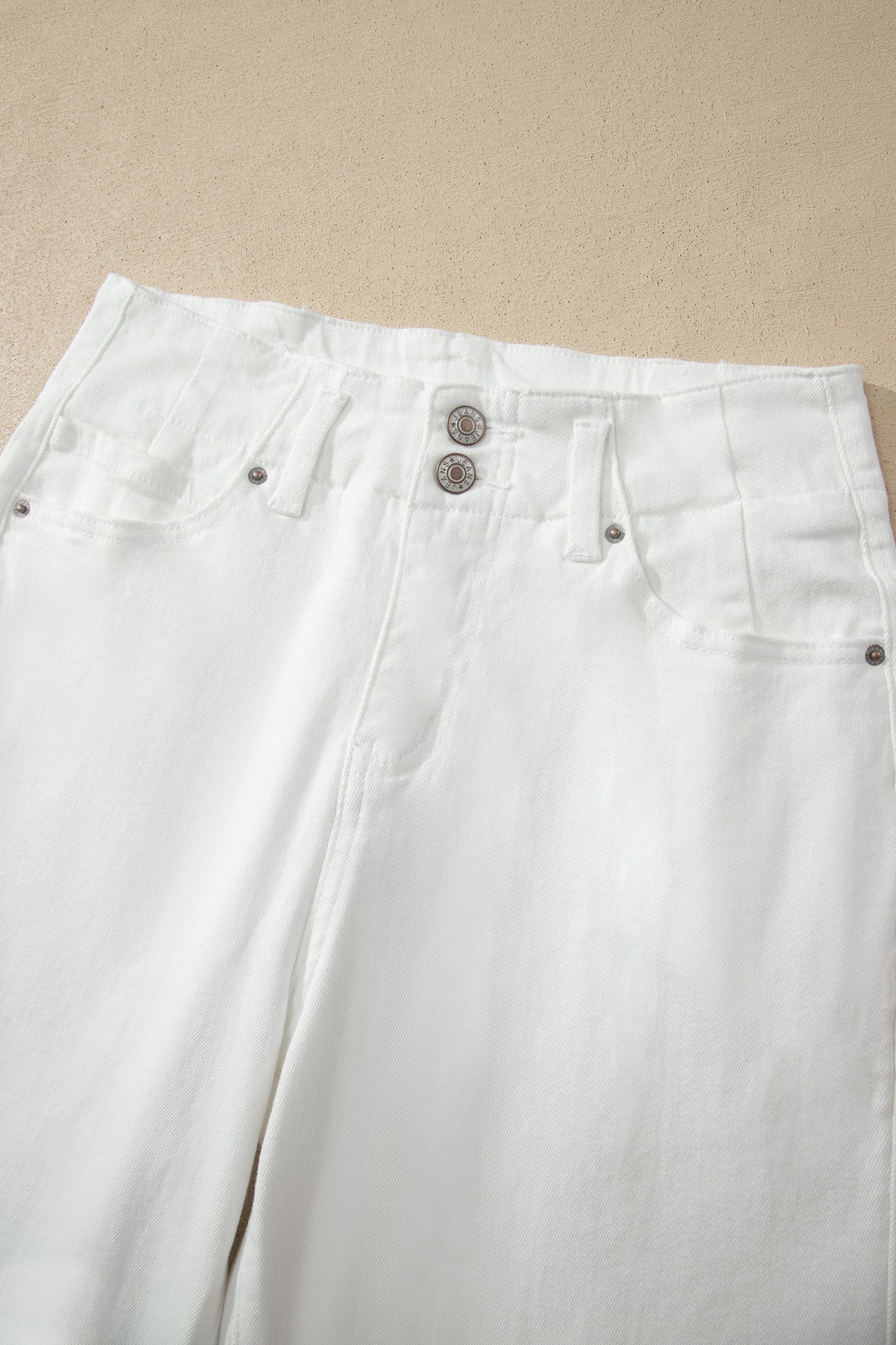 Denim 2-Button High Waist Wide Leg Jeans