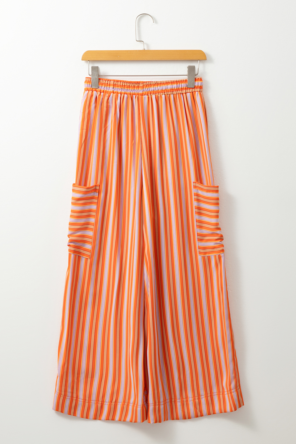 Stripe Cropped Palazzo Pocketed Pants