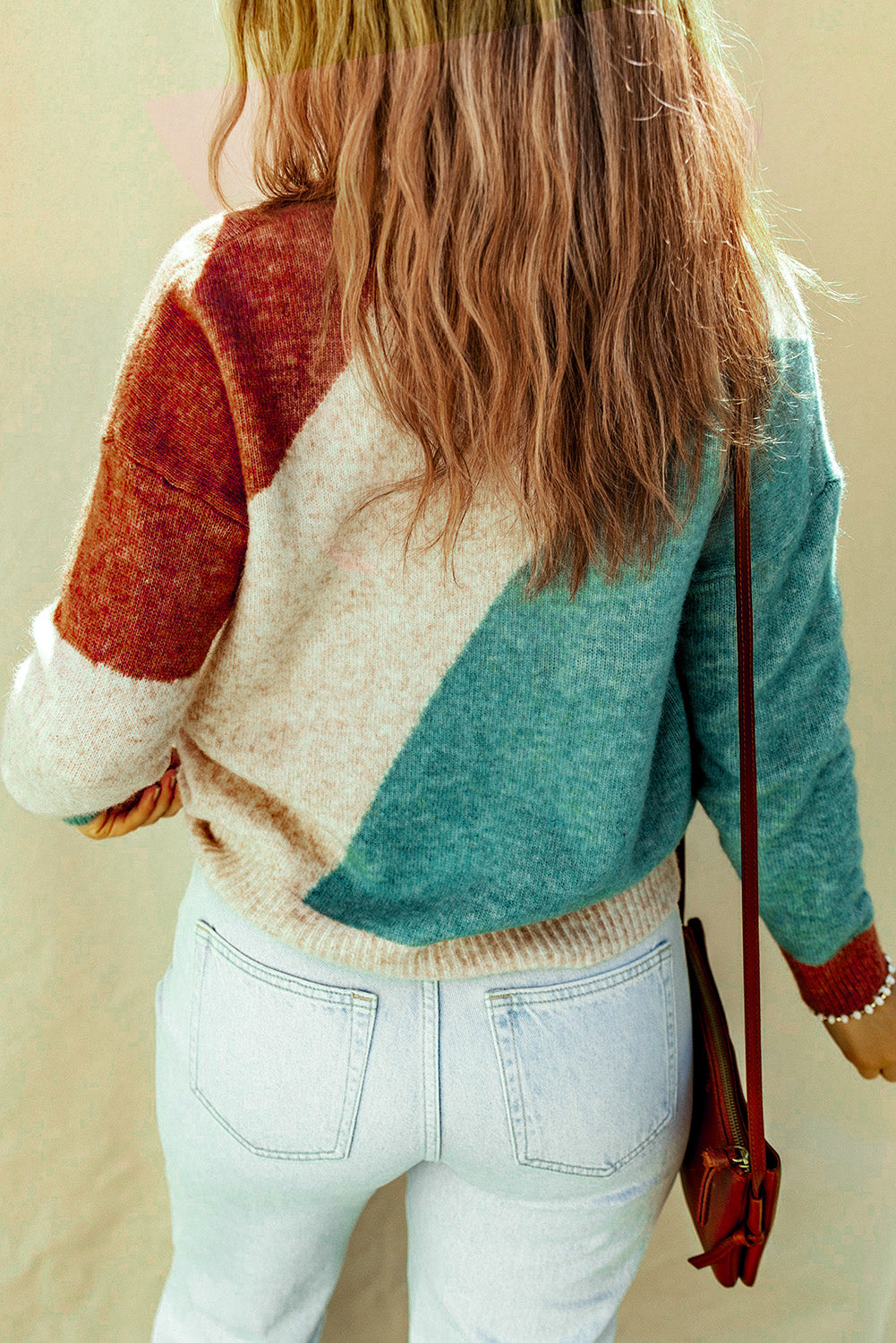 Colorblock Ribbed Trim Sweater