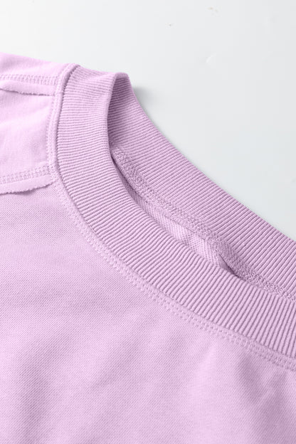 Solid Raw Seam Patchwork Baggy Sweatshirt