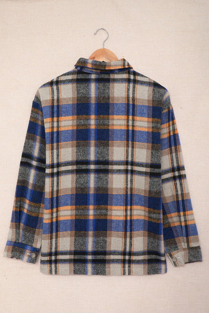 Plaid Button Front Pocketed Shacket