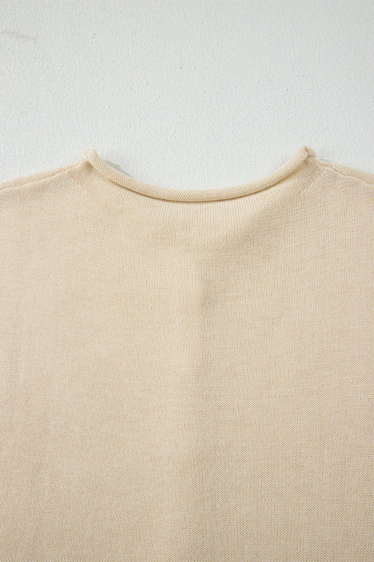 Solid Button-Front Rolled Hem Sweater Top