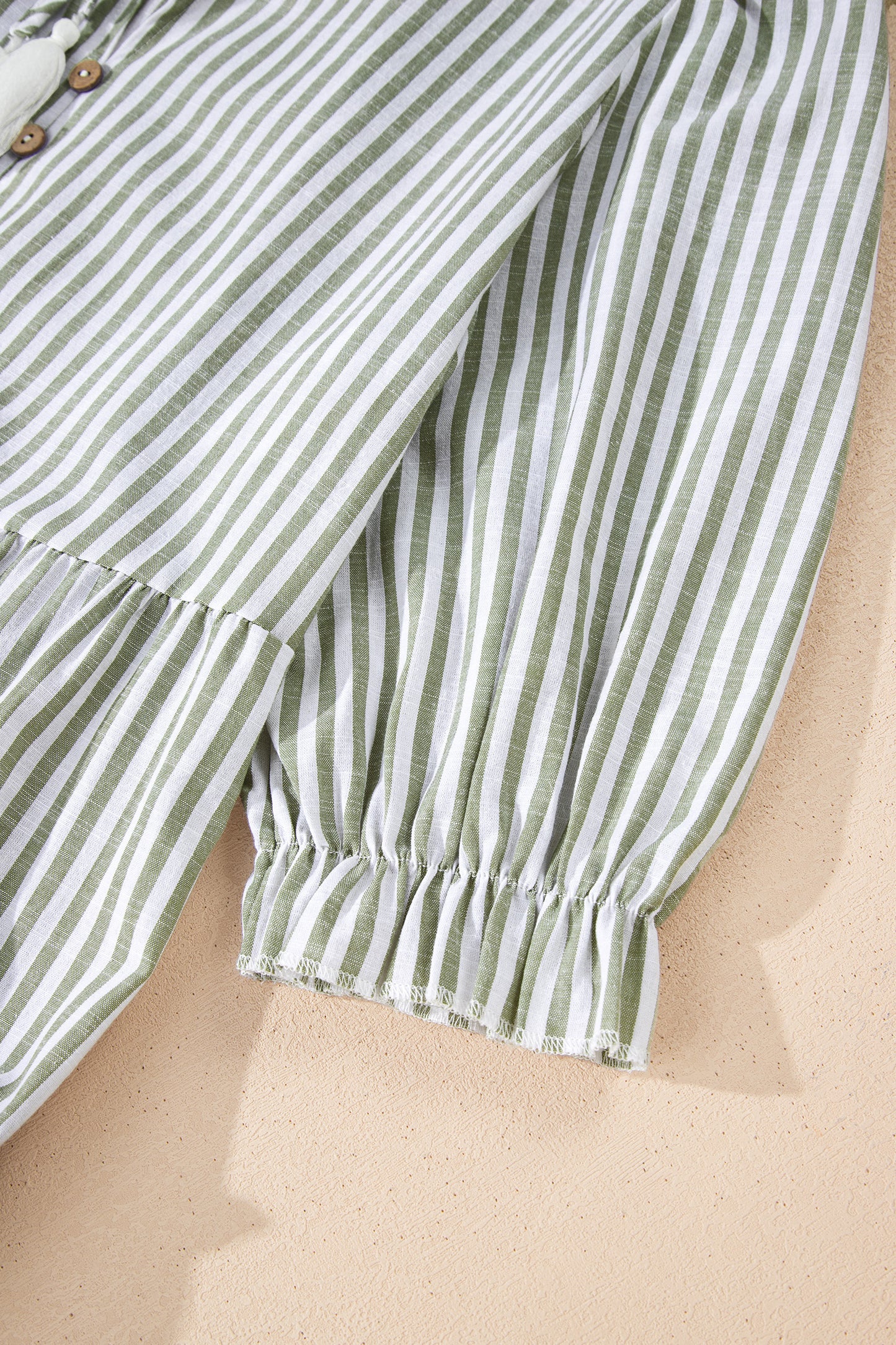 Stripe Tassel Tie-Neck Ruffle Tiered Dress