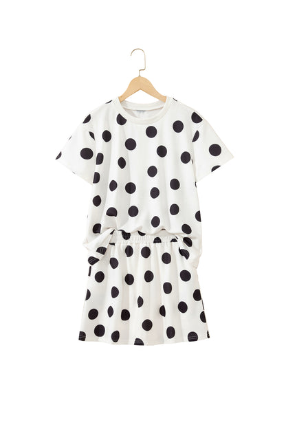 Polka Dot Short Sleeve Top & Mini Skort Set