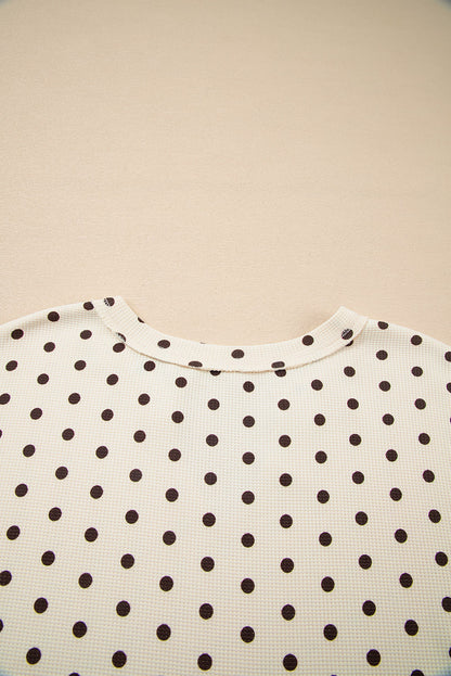 Polka Dot Waffle Knit Top and Pants Lounge Set