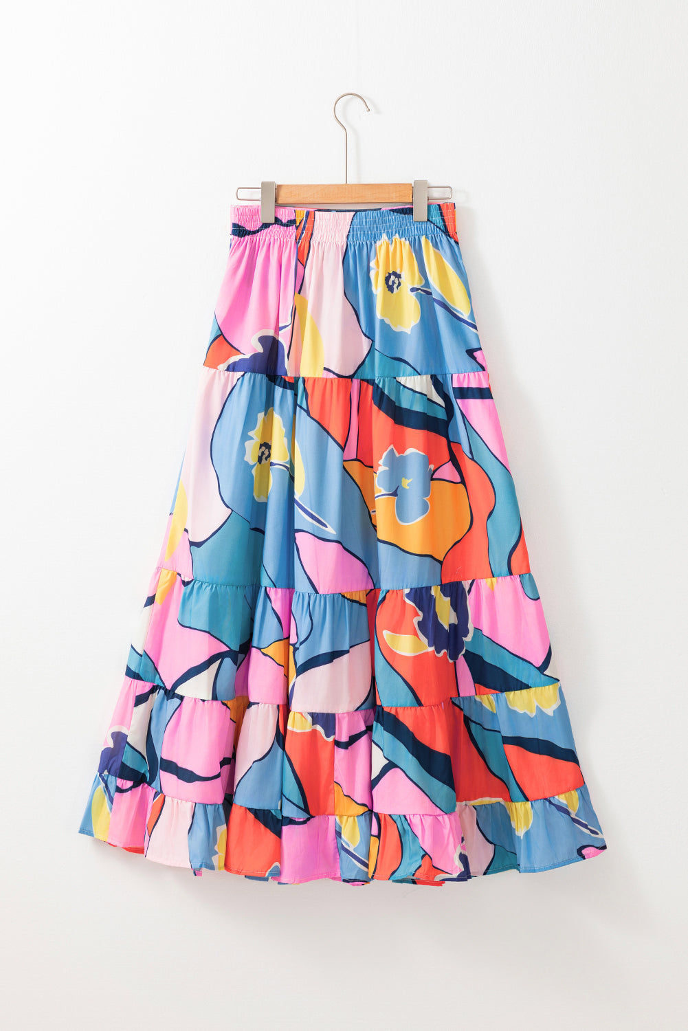 Abstract Tiered Pocketed Maxi Skirt