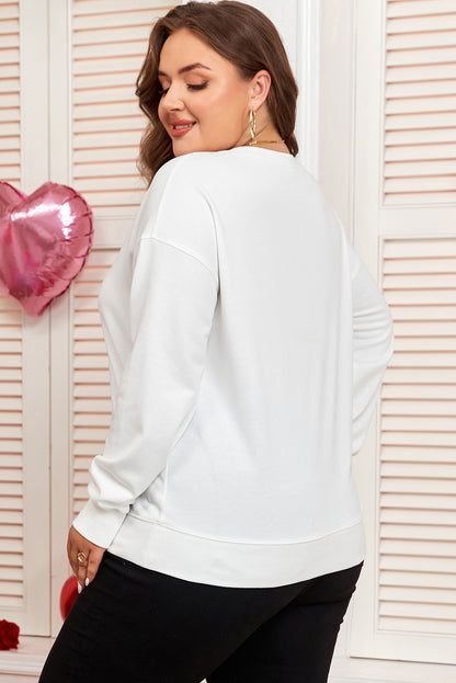 Plus Size Bow Tie Drop Shoulder Sweatshirt