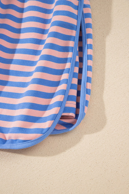 Stripe Long Sleeve Pullover & Drawstring Skort Set