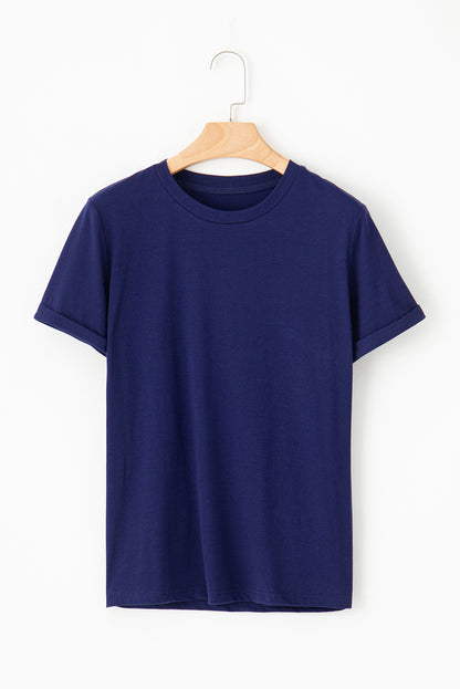 Solid Short Sleeve Crew Neck Tee