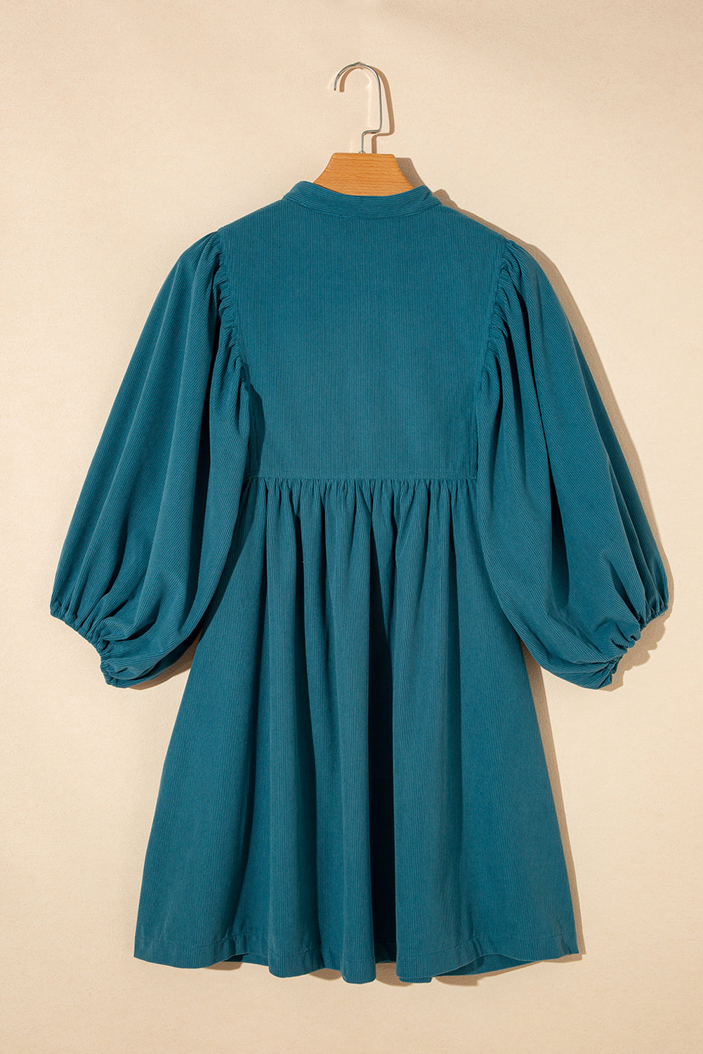 Corduroy Buttoned 3/4 Sleeve Dress