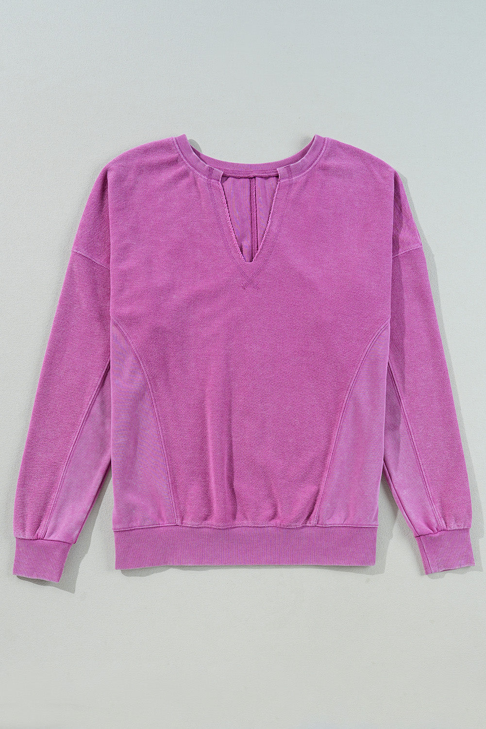 Solid Notched Neck Sweatshirt