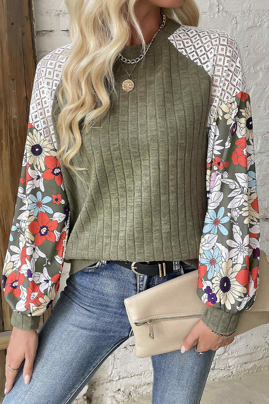 Floral Patchwork Long Sleeve Blouse