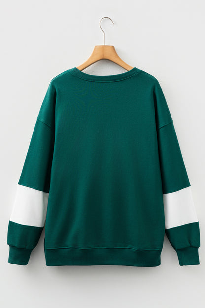 Colorblock Drop Shoulder Baggy Sweatshirt