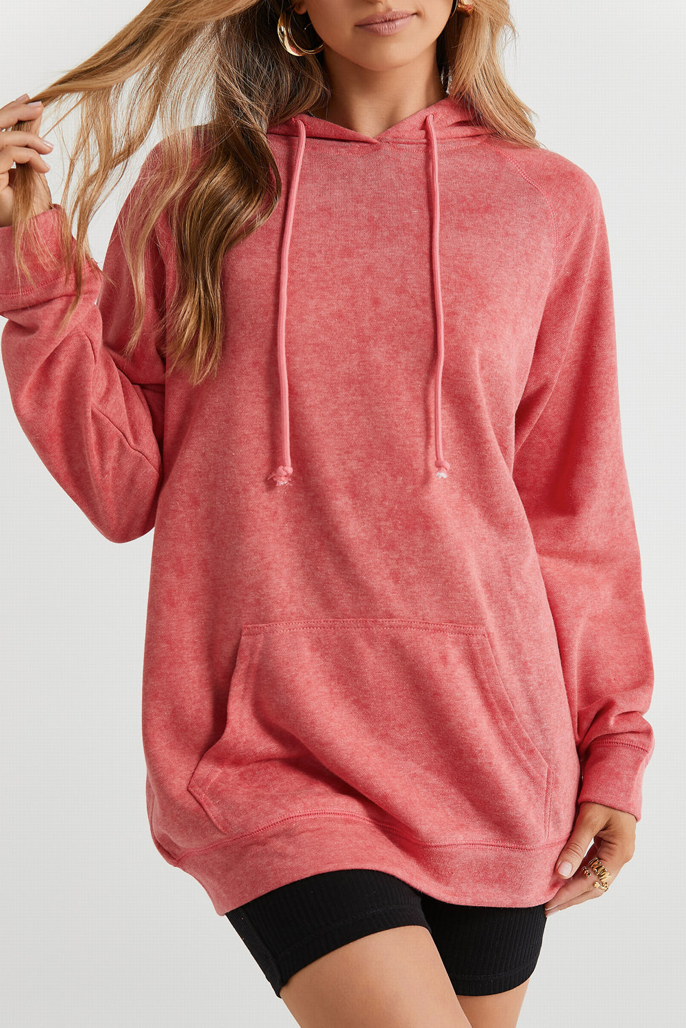 Mineral Wash Pullover Pocketed Hoodie