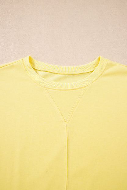 Ruffle Trim Patchwork Pullover and Shorts Set