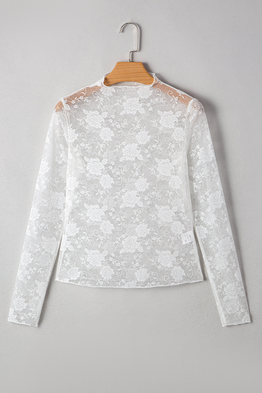 Floral Lace Sheer Mesh Long Sleeve Top