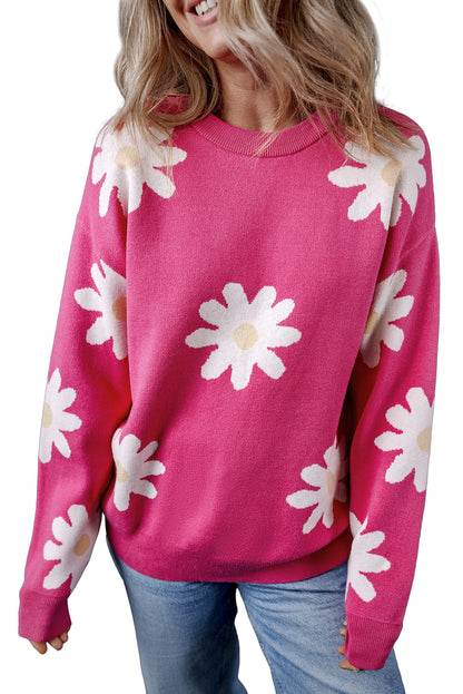 Floral Crewneck Long Sleeve Sweater