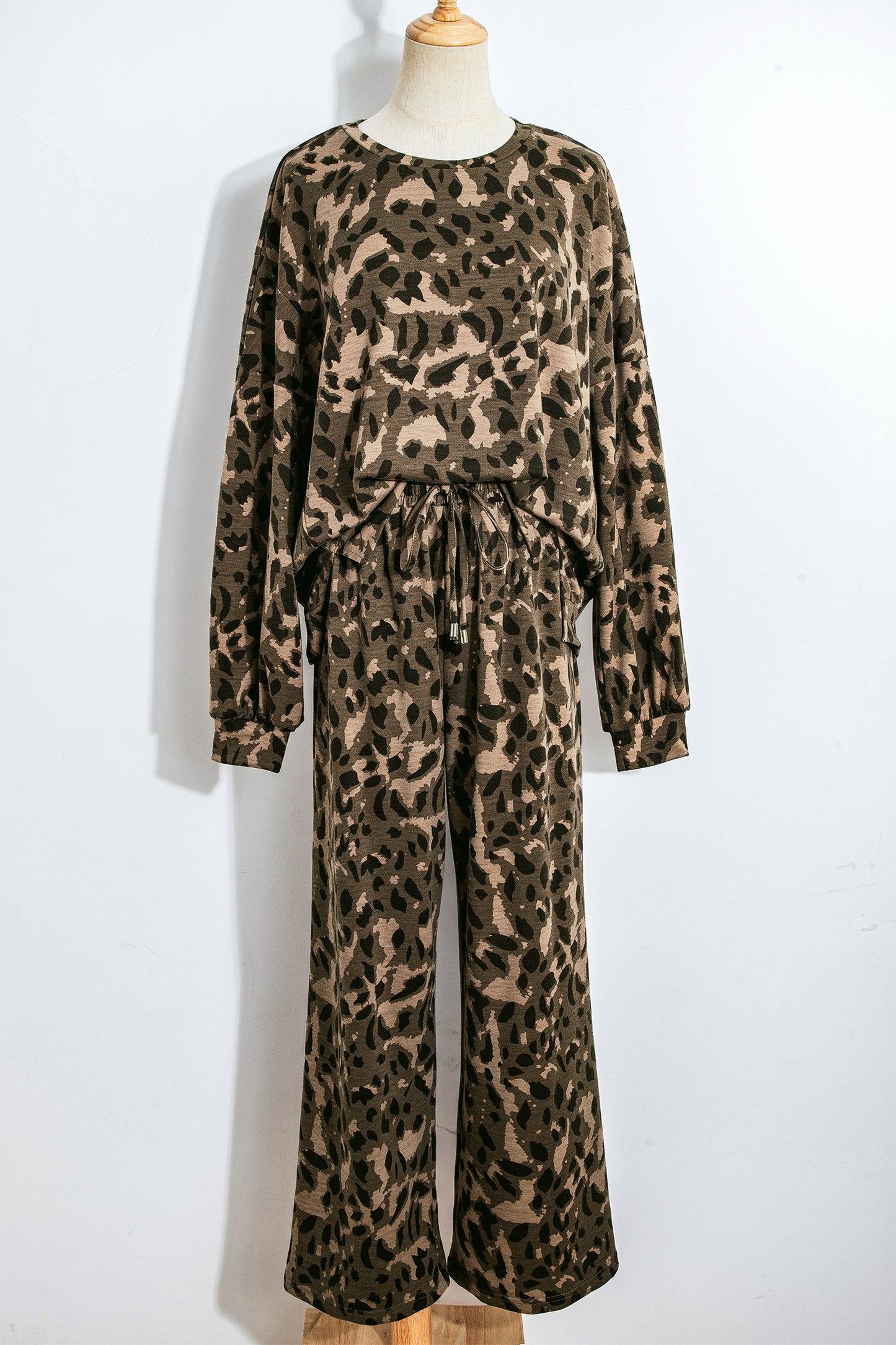 Leopard Patchwork Pullover and Drawstring Pant Set