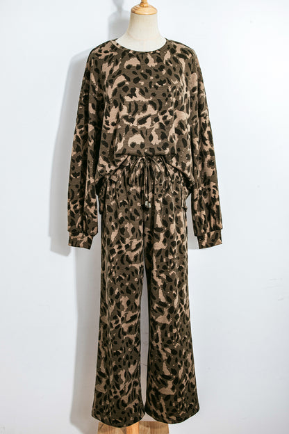 Leopard Patchwork Pullover and Drawstring Pant Set