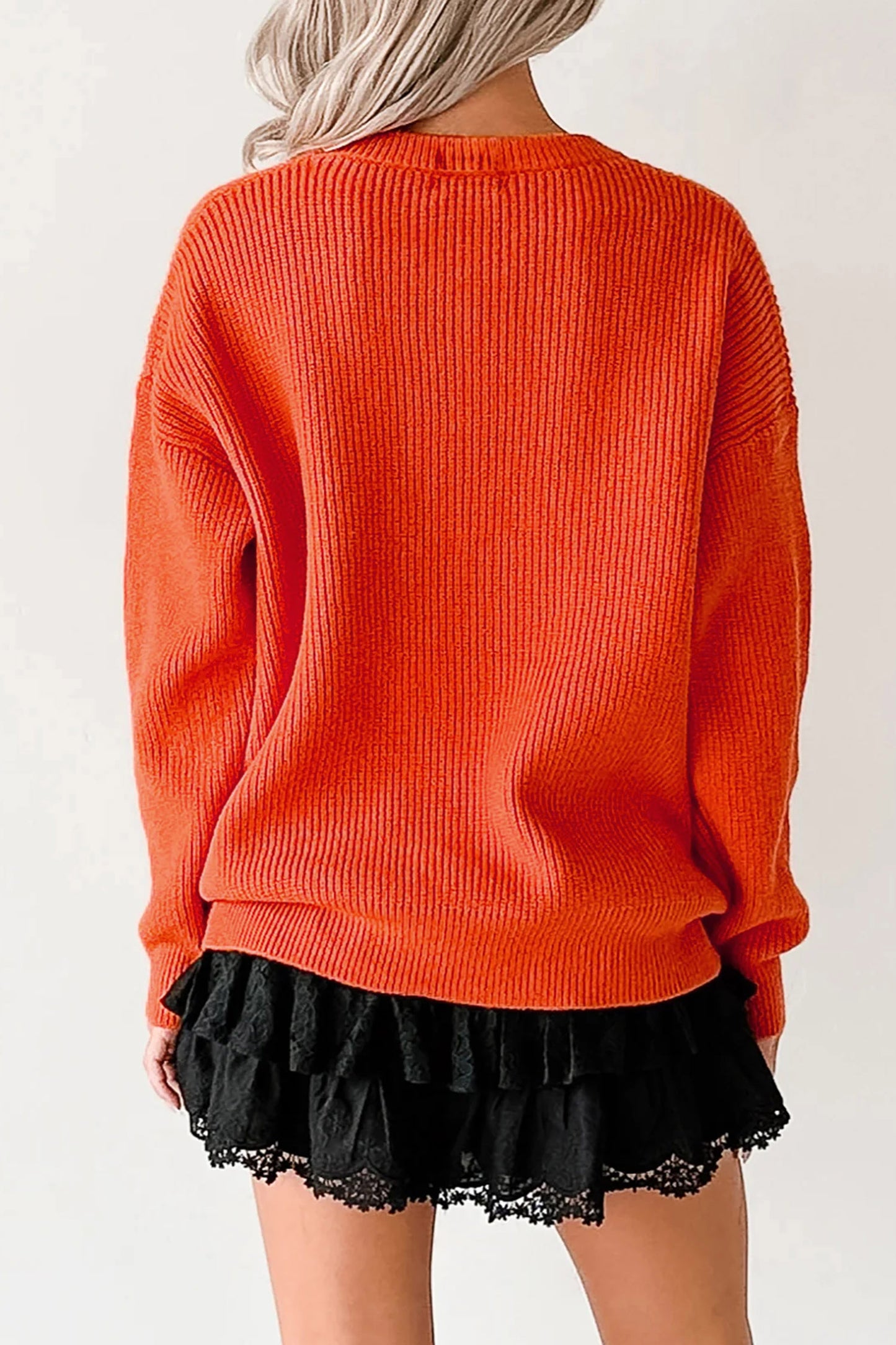 Halloween Drop Shoulder Long Sleeve Round Neck Sweater